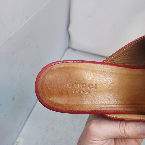 Gucci Princetown Red Leather Slip-on Mule Shoe - Picture 4 of 12